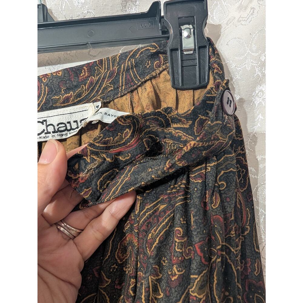Vintage Chaus Paisley Rayon Midi Skirt 13/14 Whimsigoth Grunge Earthy - Picture 4 of 8
